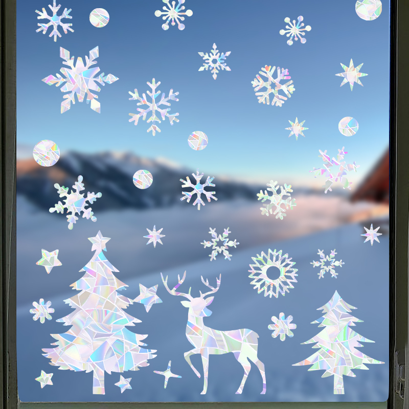 1set Christmas Snowflake Elk W - đánh giá và giá Snowflake Window Decal