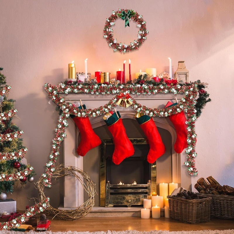2M Red Green Christmas Tinsel  - đánh giá và giá Tinsel Garland Decoration