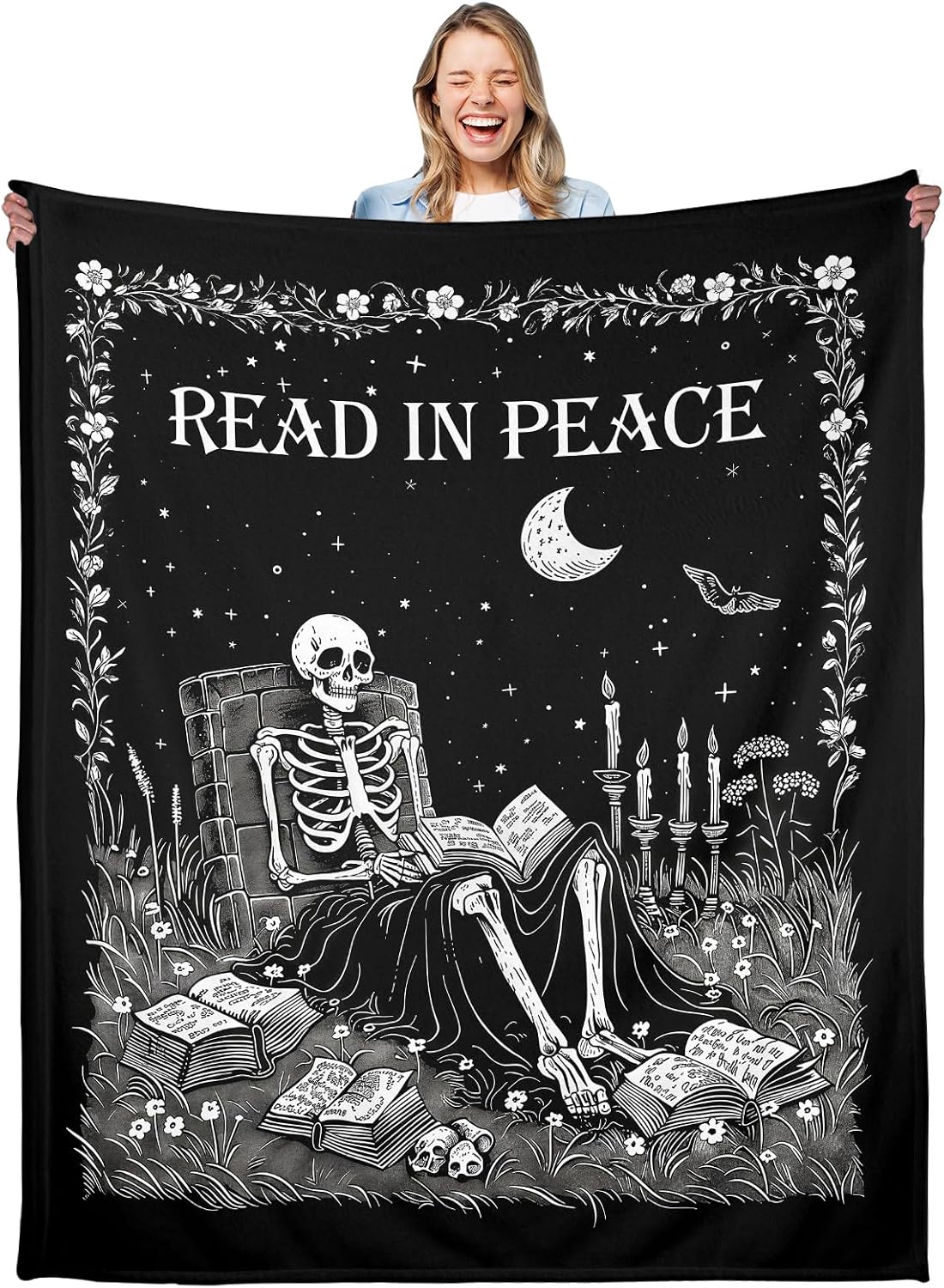 Gothic Ghost Reading Book Blan - đánh giá và giá Christmas Throw Blanket