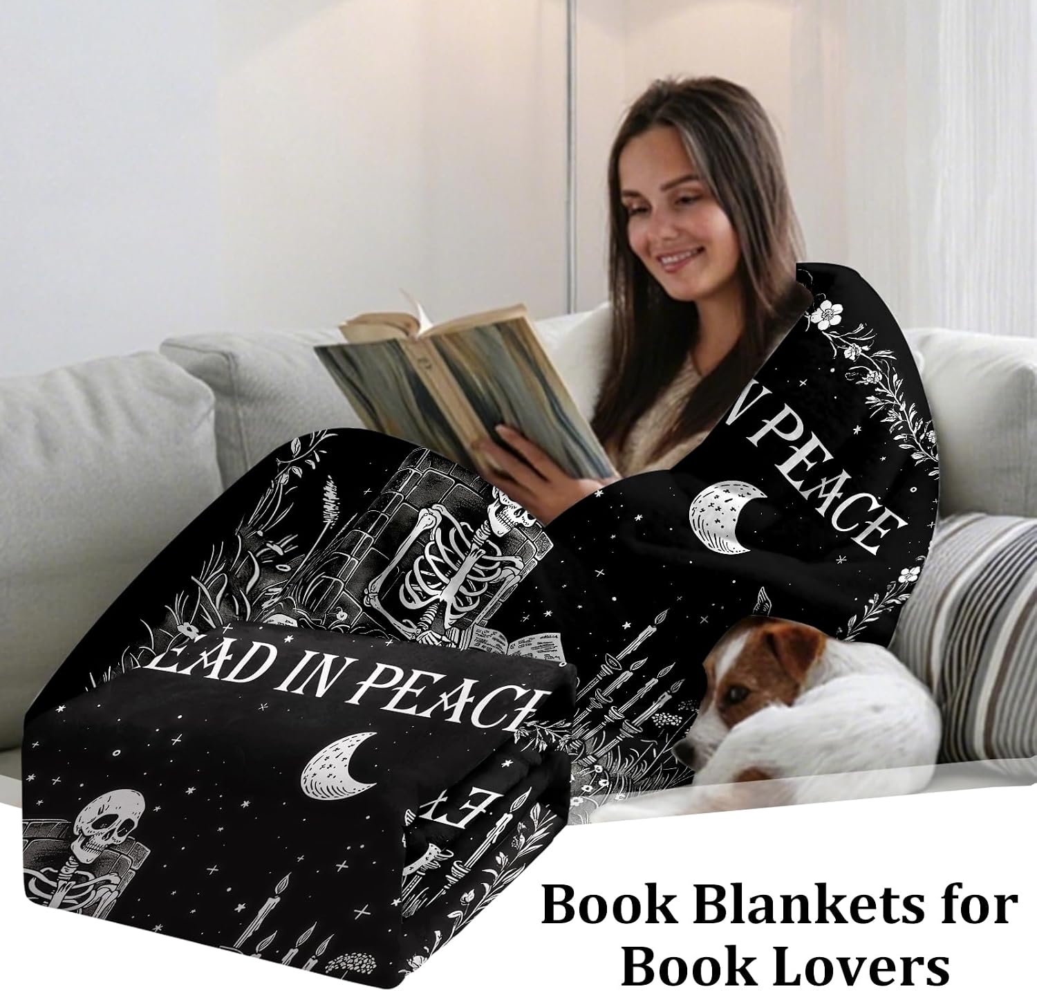 Gothic Ghost Reading Book Blan - đánh giá và giá Christmas Throw Blanket